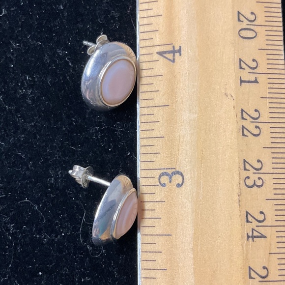 Pink MOP Oval Post Earrings Sterling Silver - Picture 6 of 6